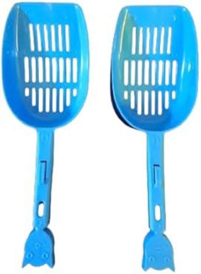 2PCS Cat Litter Scoop Pet Cleanning Tool High Quality Plastic Scoop Cat Sand Cleaning Products (Blue)