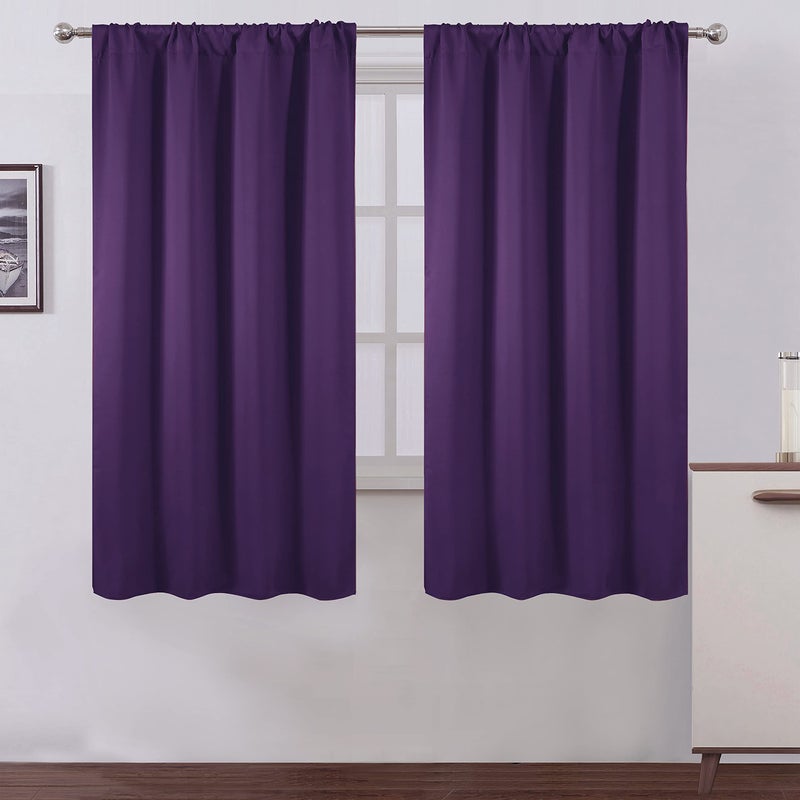 LEMOMO Purple Blackout Curtains/42 x 63 Inch/Set of 2 Panels Room Darkening Curtains for Bedroom - Image 1