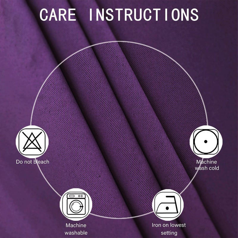 LEMOMO Purple Blackout Curtains/42 x 63 Inch/Set of 2 Panels Room Darkening Curtains for Bedroom - Image 4
