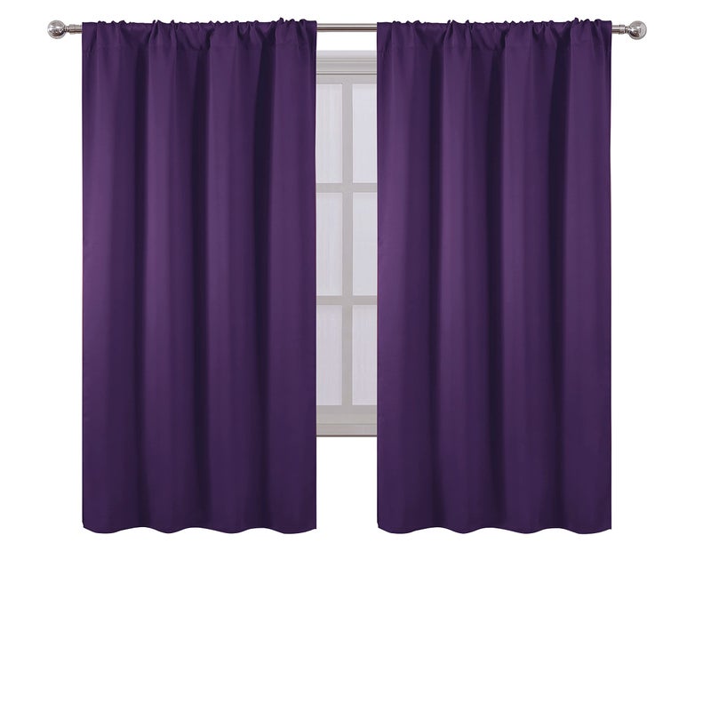 LEMOMO Purple Blackout Curtains/42 x 63 Inch/Set of 2 Panels Room Darkening Curtains for Bedroom - Image 2