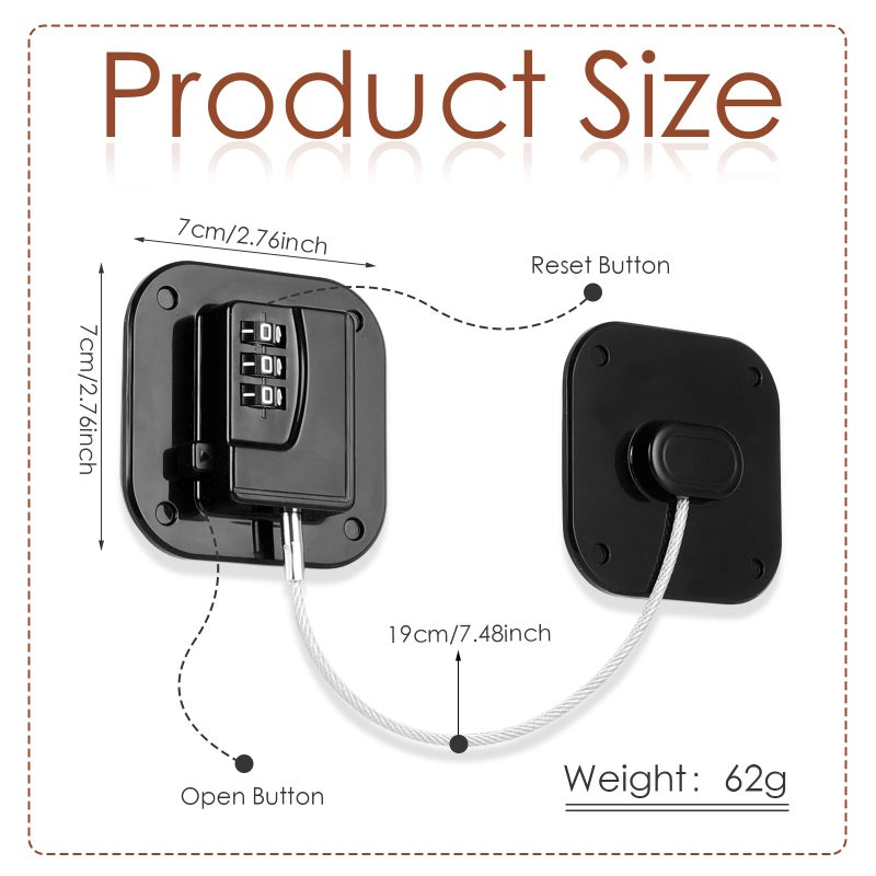 Himake Refrigerator Lock, Combination Lock for Refrigerator Cabinets, Drawers, Heavy Duty Fridge Lock, Easy Install No Keys Needed (Black-2Pack) - Image 2