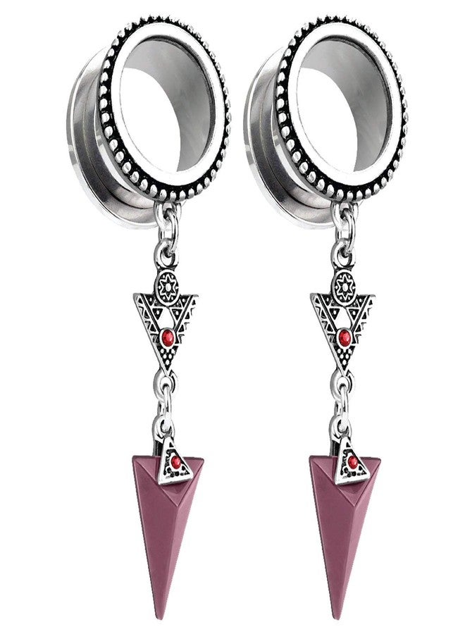 Zynova Ear Gauges Piercing Tunnels Triangle Dangle Ear Plugs Gauges Stainless Steel Flared Ear Tunnels Expander Earrings Body Piercing Jewelry for Women (06mm=2g) - Image 1