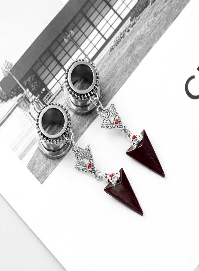 Zynova Ear Gauges Piercing Tunnels Triangle Dangle Ear Plugs Gauges Stainless Steel Flared Ear Tunnels Expander Earrings Body Piercing Jewelry for Women (06mm=2g) - Image 4