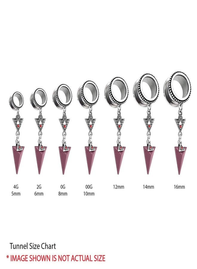 Zynova Ear Gauges Piercing Tunnels Triangle Dangle Ear Plugs Gauges Stainless Steel Flared Ear Tunnels Expander Earrings Body Piercing Jewelry for Women (06mm=2g) - Image 5