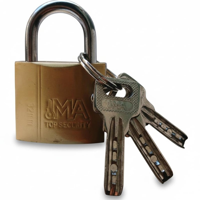 High Security Computer Lock - Size 32 - Cut and Saw-Resistant Hardened Steel - Ideal for Bags, Drawers, Cabinets (3 Keys) - Image 1