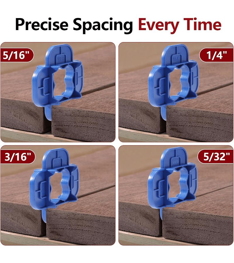6 Pcs 4 In 1 Multi Size Deck Spacer Tool 5 32 3 16 1 4 5 16 Blue For Composite PVC Hardwood And Pressure Treated Deck Boards Easy To Use Deck Board Gap Tool - Image 5