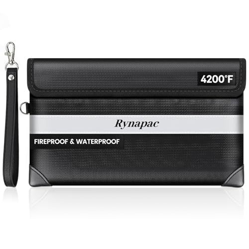 Rynapac Fireproof Money Bag Upgraded 4200°F, 11”x 6.2” Waterproof money bags with zipper for Travel/Office/Home, Small Fireproof Safe Pouch, Built-in 11 storage pockets for Phone, Cash, Passport, Card - Image 1
