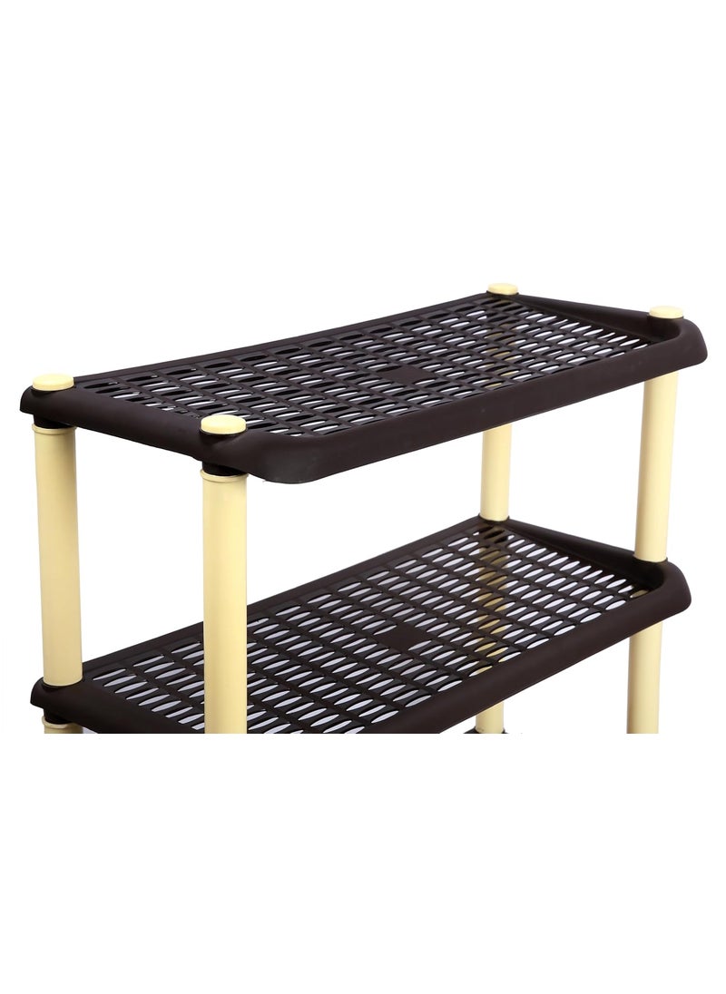 ESQUIRE - Esquire Plastic Shoe Rack-3 (Brown) Storage Organizer | Shelves for Home | Living Room | Bedroom - Image 1