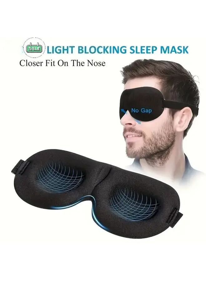 Black Contour Sleep Eye Mask Light Blocking Ergonomic Adjustable Strap Breathable Hypoallergenic - Image 2