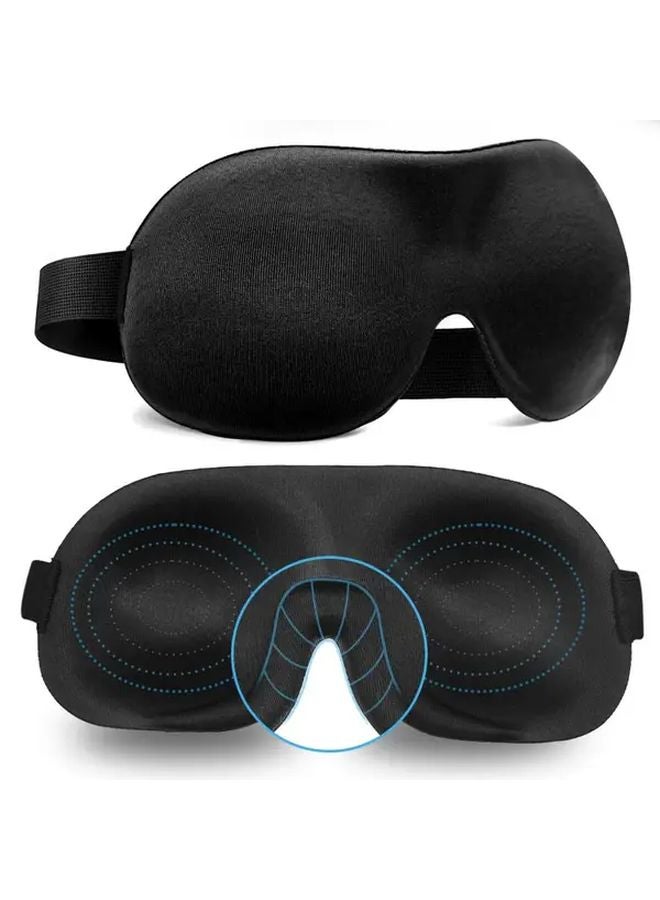Black Contour Sleep Eye Mask Light Blocking Ergonomic Adjustable Strap Breathable Hypoallergenic - Image 3