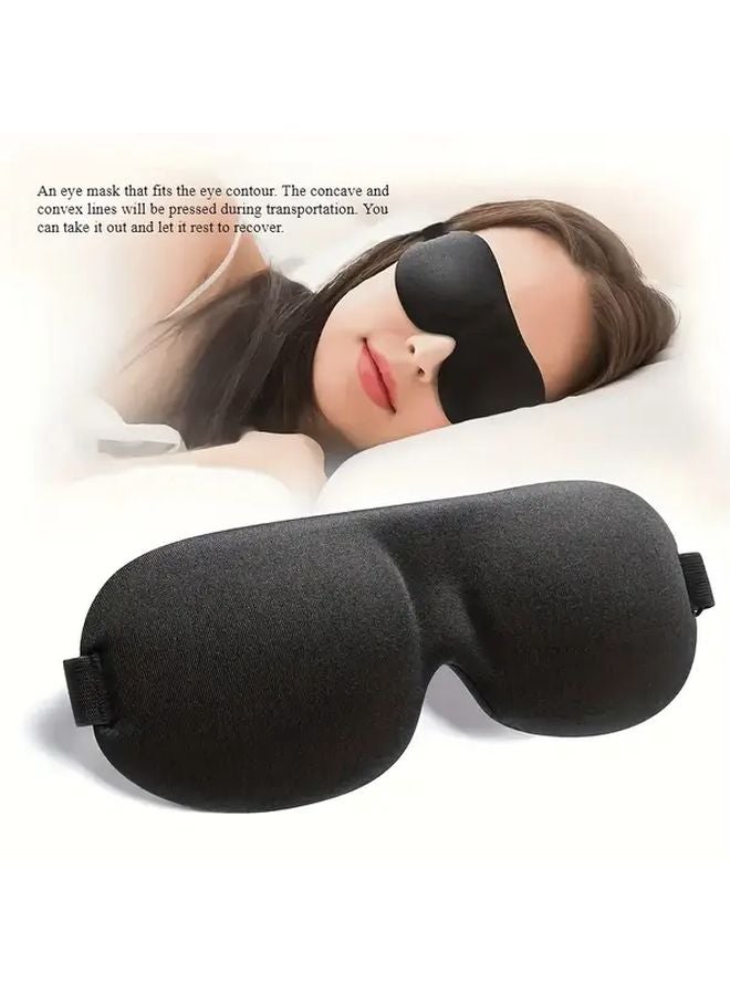 Black Contour Sleep Eye Mask Light Blocking Ergonomic Adjustable Strap Breathable Hypoallergenic - Image 1