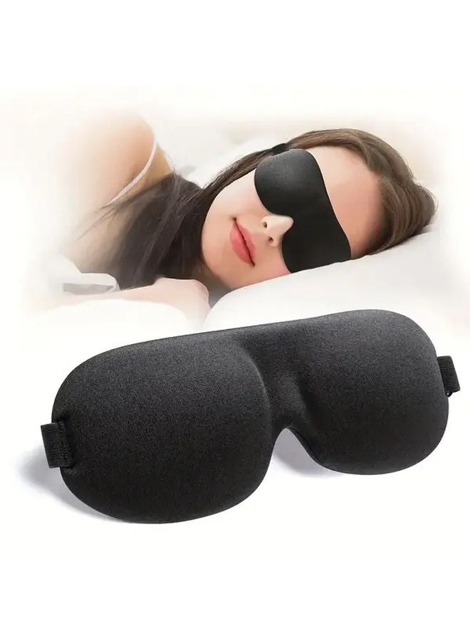 Black Contour Sleep Eye Mask Light Blocking Ergonomic Adjustable Strap Breathable Hypoallergenic - Image 5