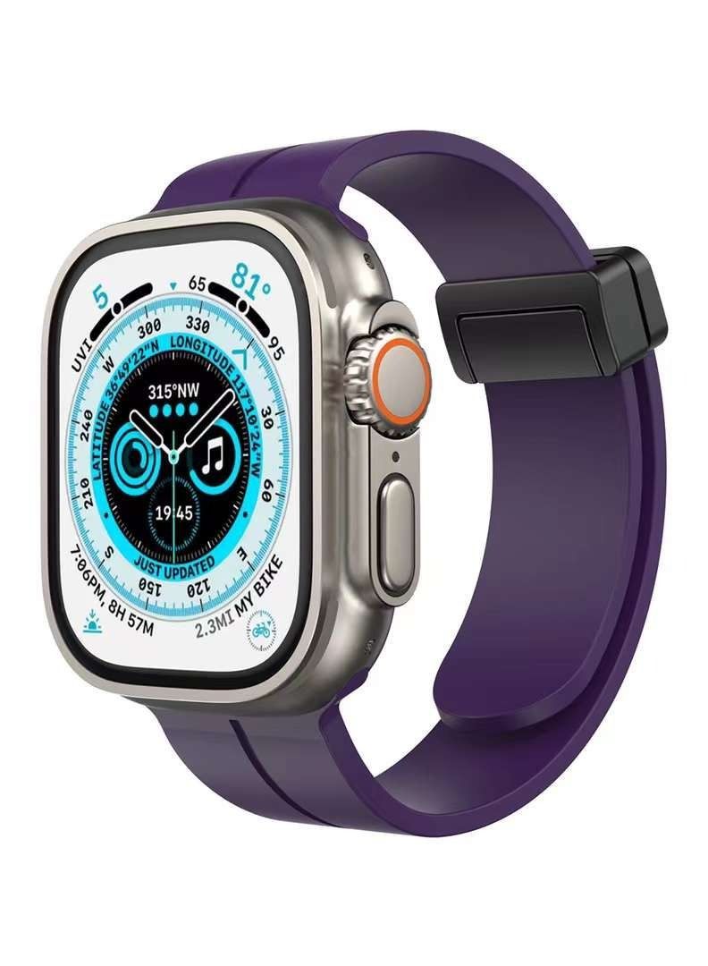 Silicone Replacement Band for Apple Watch 42/44/45/49mm Series 8 Ultra Purple - Image 1
