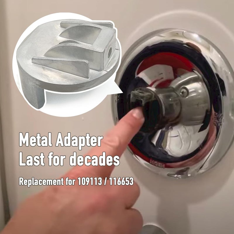Welvzen Replacement for 109113/116653 Upgraded Metal Adapter, Shower Handle Replacement Parts for Bathtub Faucet Valve Repair Kit with Retaining Clips for 1222 Cartridge Replacement Rebuild - Image 2