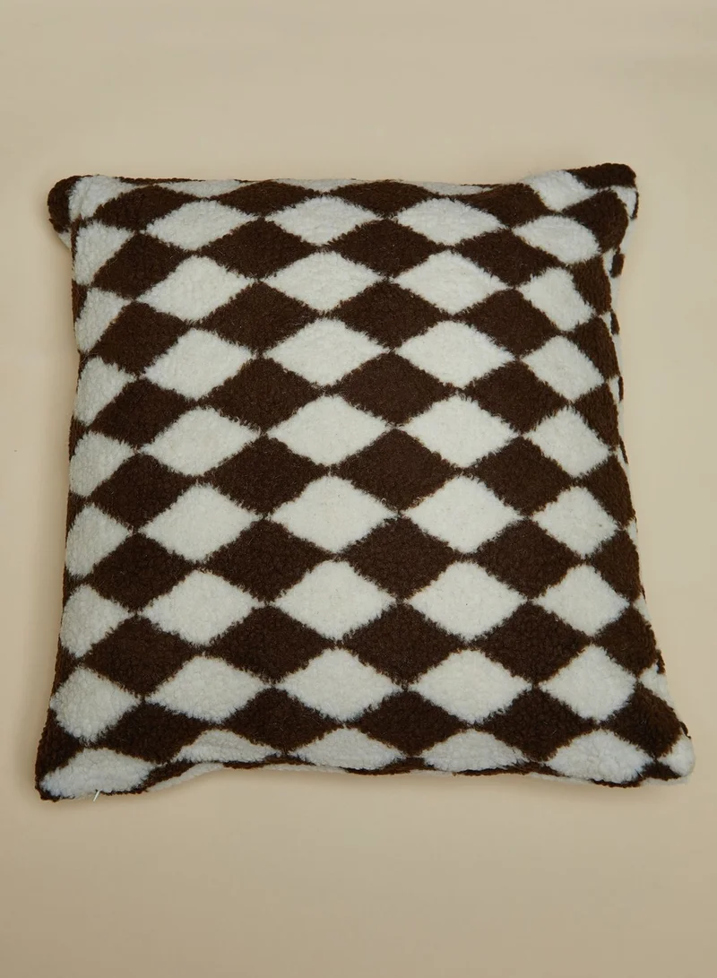 Noire Edit Checked Printed Cushion With Insert 45X45Cm