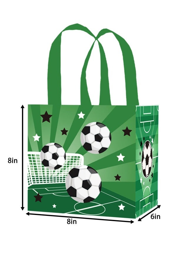 12 PCS Soccer Party Favor Bags, Reusable Soccer Theme Non Woven Goody Bag, Soccer Print Party Gift, Suitable for Sport Soccer Theme Birthday Party - Image 2