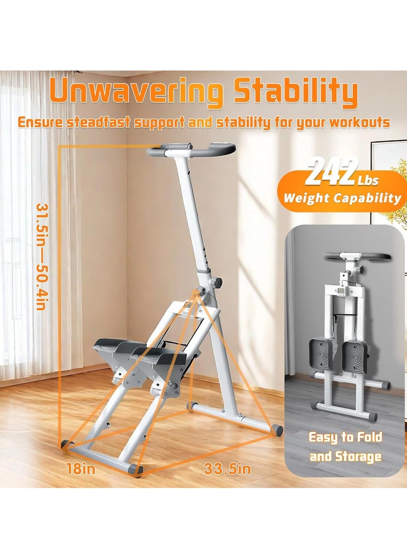 Generic - Stair Stepper Folding Vertical Cardio Exercise Climber Stair-Master for Exercise at Home Full Body Workout Machine with Handlebar 242LBS Load with Adjustable Step Range Handlebar & Pedals - Image 1