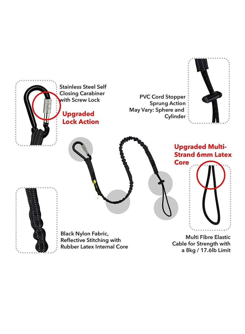 Generic 3PCS Tool Lanyard with Single Carabiner and Adjustable Loop End, Standard Length, Maximum Weight Limit 8KG / 17.6lb, Aluminum Screw Lock Carabiner with Shock Cord Stopper  - Image 2