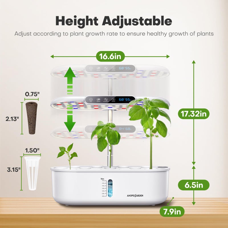Ahopegarden Hydroponics Growing System kit: Indoor Herb Garden - 12 Pods Plant Germination Kit with LCD Display and LED Grow Light, Smart Temp & Humidity Detection, Planter Grower for Vegetables - Image 5