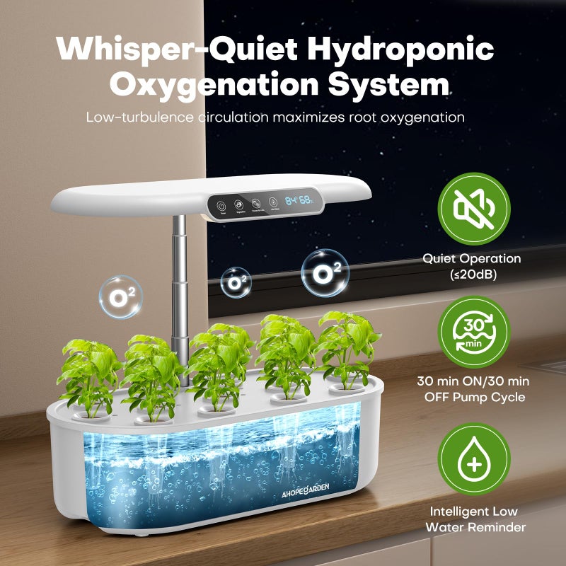 Ahopegarden Hydroponics Growing System kit: Indoor Herb Garden - 12 Pods Plant Germination Kit with LCD Display and LED Grow Light, Smart Temp & Humidity Detection, Planter Grower for Vegetables - Image 4