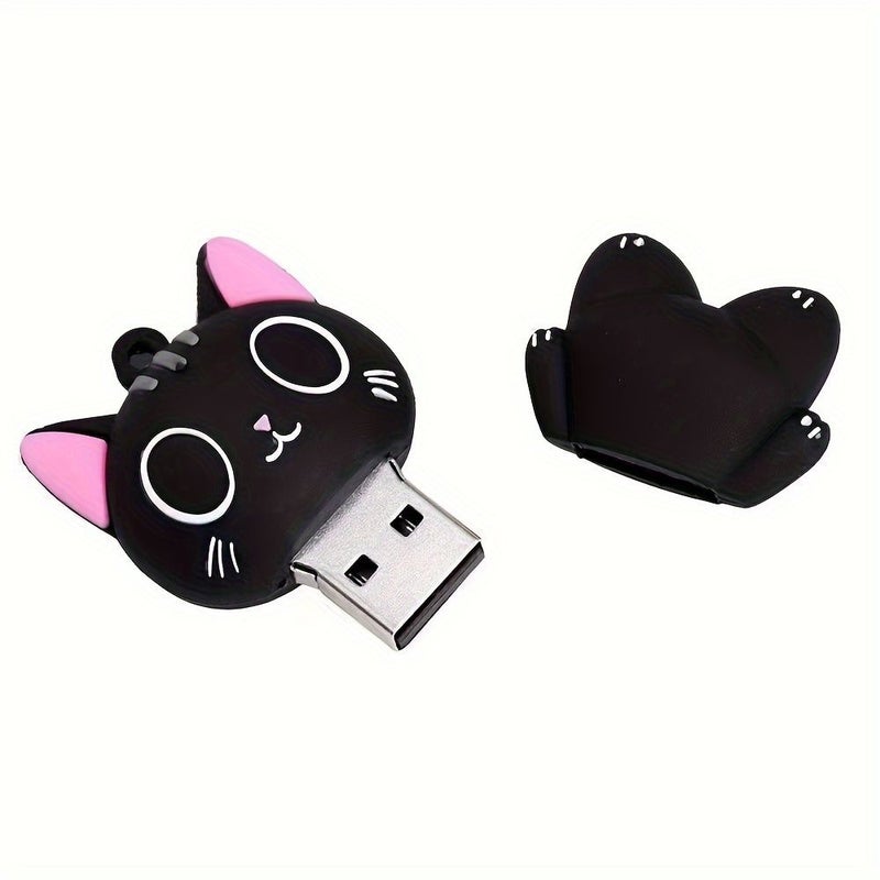 ذاكرة USB سعة 16 جيجابايت بتصميم قطة كرتونية إبداعية من قطعة واحدة، باللون الأسود، مدمجة ومحمولة لتخزين البيانات للاستخدام اليومي في الأعمال، هدية مناسبة لعيد الهالوين والكريسماس - Image 4