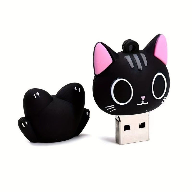 ذاكرة USB سعة 16 جيجابايت بتصميم قطة كرتونية إبداعية من قطعة واحدة، باللون الأسود، مدمجة ومحمولة لتخزين البيانات للاستخدام اليومي في الأعمال، هدية مناسبة لعيد الهالوين والكريسماس - Image 3