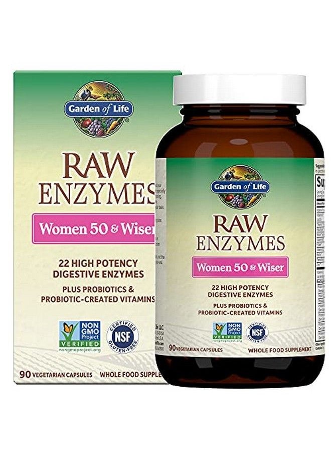 Garden of Life - 22 Digestive Enzymes For Women 50 & Over With Bromelain Papain & Lactase Plus Probiotics & Vitamins B12 Biotin & Zinc Raw Enzymes Nongmo Glutenfree Vegetarian 90 Capsules - Image 1