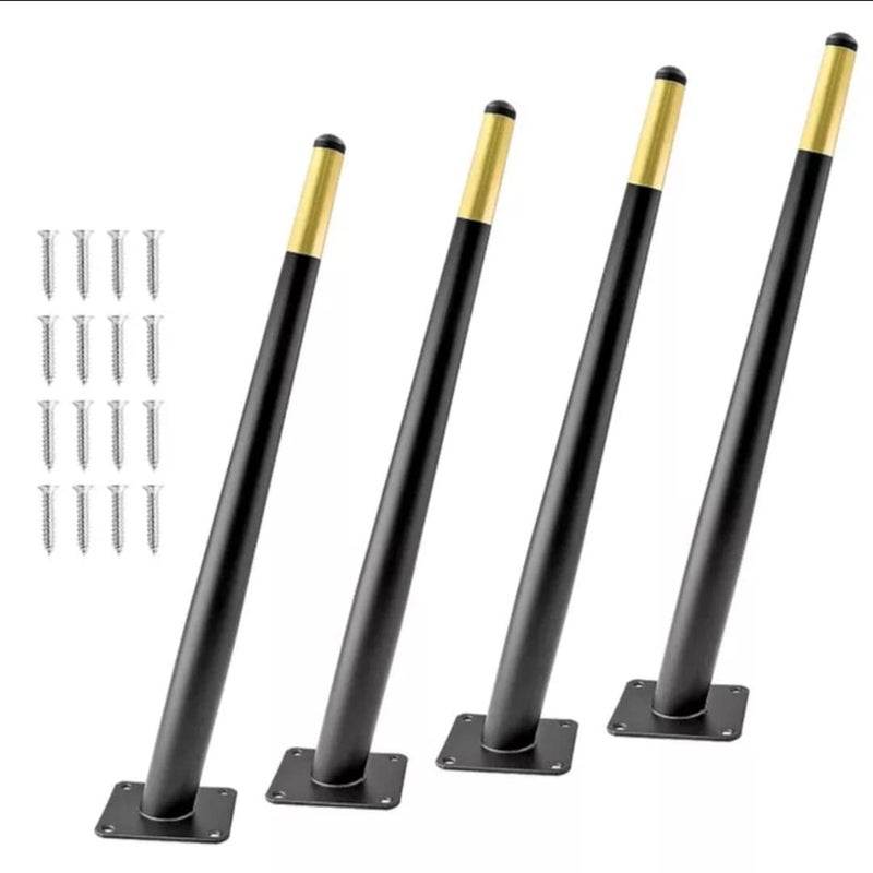 Generic Aakash Dcor 14 Inch Black Gold Metal Sofa LegsSet of 4 Durable Replacement Sofa Paya Modern Rustproof Sturdy Furniture Legs for Home Office Cone Shape Sofa Leg  - Image 1