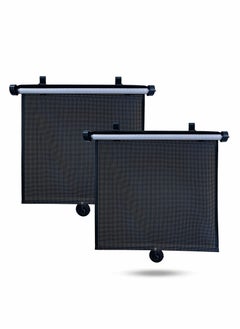 KASTWAVE Car Side Window Sun Shade (2 Pack) | Retractable Car Roller Sunshade for Kids, Pets | Baby Car Window Shades for UV and Sun Glare Protection | Car Window Blinds for Privacy Blackout 15"x17"  - Image 1
