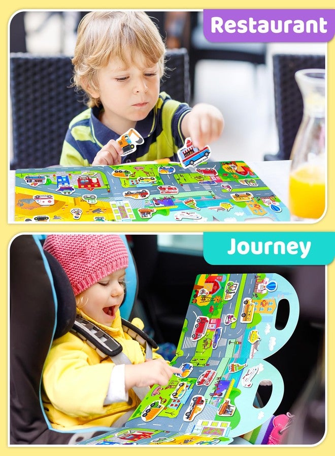 Benresive Jelly Reusable Sticker Books for Kids 2-4, Fun Sticker Books for Toddlers 1-3, Toddler Sticker Book Age 2-4, 32 Pcs Toddler Travel Toys Acticities Crafts Gifts - Vehicles Sticker Book - Image 3