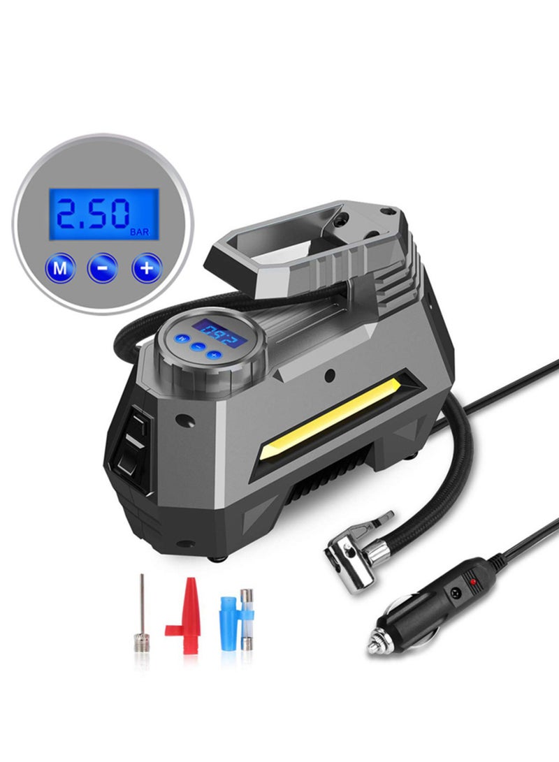 Portable Air Compressor Tire Inflator Car Tire Pump With Digital Pressure Gauge (150 Psi 12V Dc), Bright Emergency Flashlight - Image 1