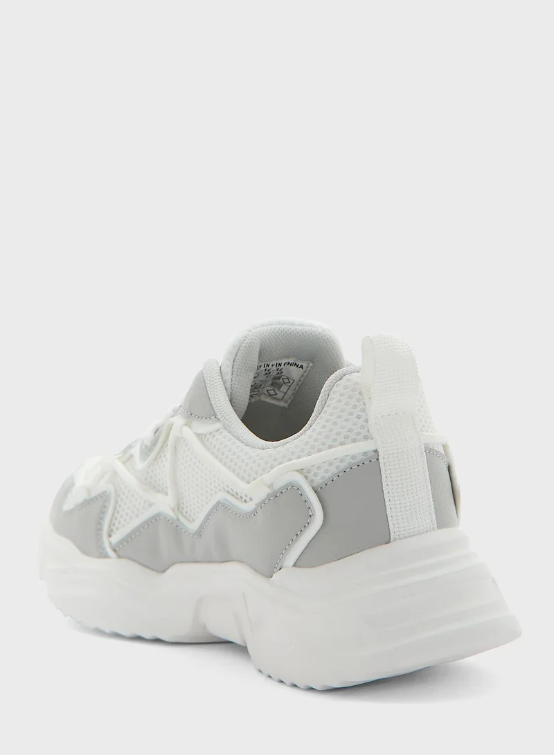 Ginger Textured Colourblock Lace Detail Sneaker