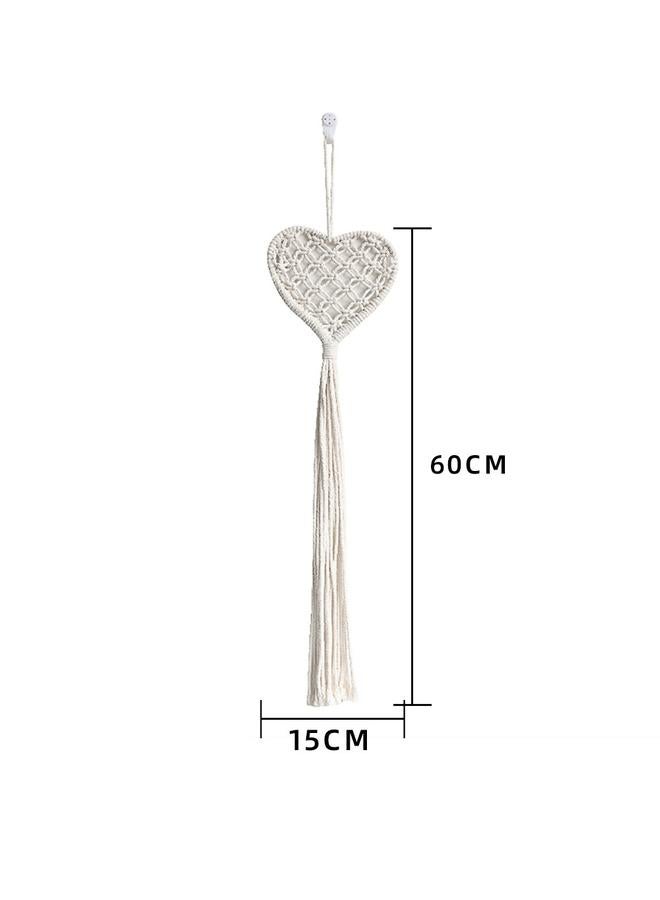 Bluejw Nordic Style Home Decoration Tassel Love Wall Hanging Hand-woven Tapestries Peach Heart Pendant Folk House Wall Decoration - Image 1