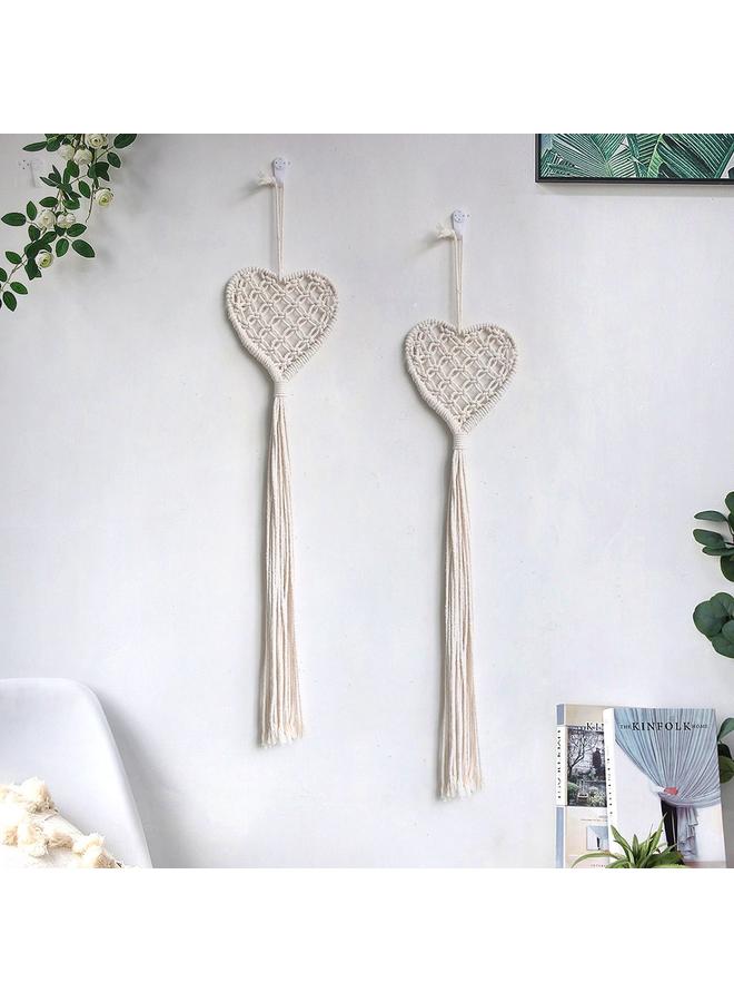 Bluejw Nordic Style Home Decoration Tassel Love Wall Hanging Hand-woven Tapestries Peach Heart Pendant Folk House Wall Decoration - Image 2