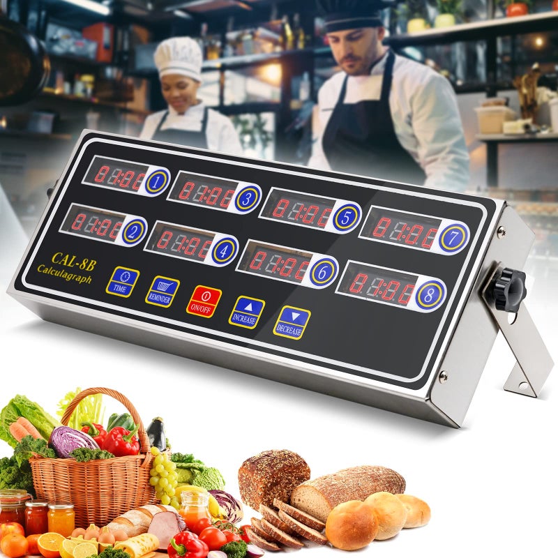 NAOEDEAH Commercial Kitchen Timers for Cooking Manual Big Large Timer Digital Timer 8Channel Digital Commercial Fryer Reminder with Loud Alarm for Boiling Eggs
