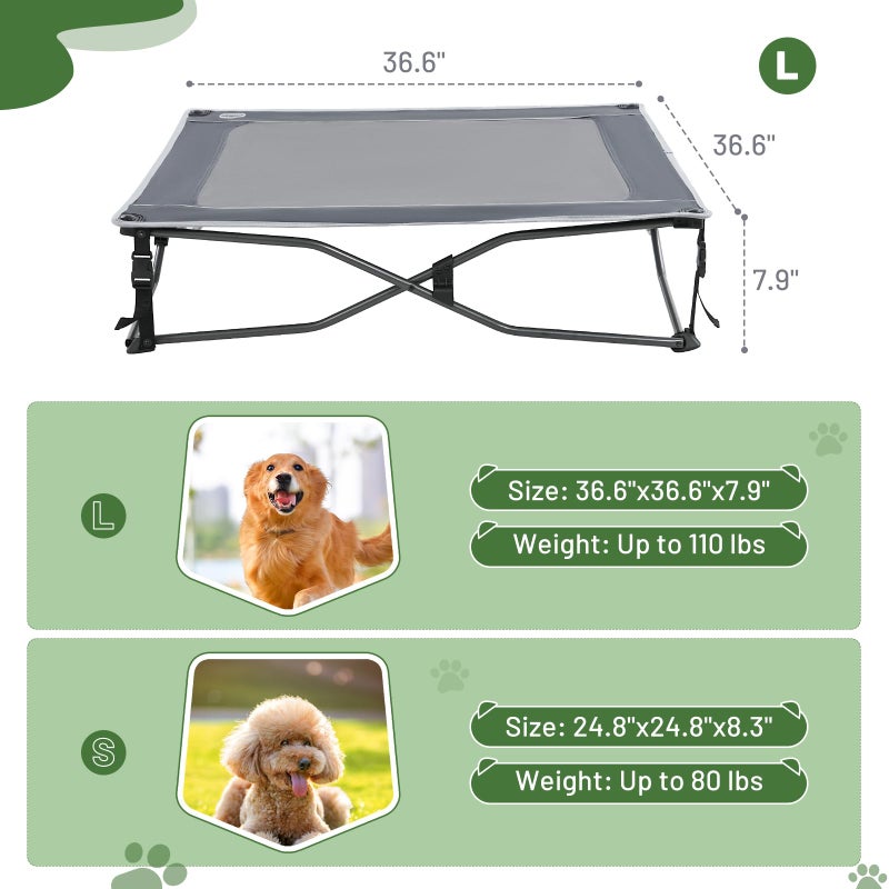 TIMBER RIDGE Outdoor Dog Bed, Cooling Elevated Pet Bed Portable Raised Dog Bed with Breathable Mesh, Dog Bed Foldable Dog Cot for Indoor & Outside, Grey - Image 3