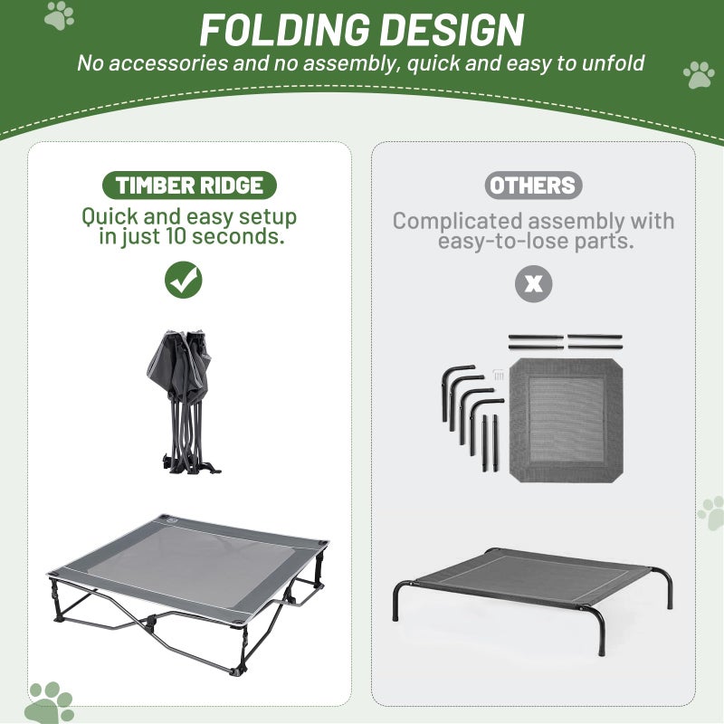 TIMBER RIDGE Outdoor Dog Bed, Cooling Elevated Pet Bed Portable Raised Dog Bed with Breathable Mesh, Dog Bed Foldable Dog Cot for Indoor & Outside, Grey - Image 4