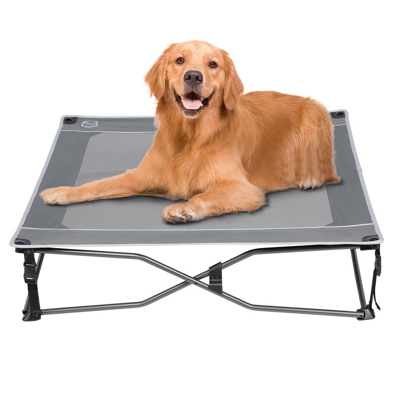 TIMBER RIDGE Outdoor Dog Bed, Cooling Elevated Pet Bed Portable Raised Dog Bed with Breathable Mesh, Dog Bed Foldable Dog Cot for Indoor & Outside, Grey - Image 1