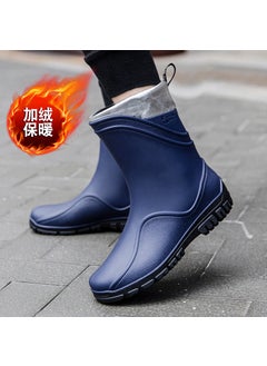 Generic Mens Fashion Waterproof Slip-Resistant Fishing Rain BootsG500-dark blue-Cotton G500-dark blue-Cotton 