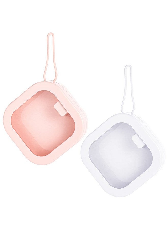 Prudiut) 2pcs Hair Tie Organizer, Hair Tie Holder Clip Organizer Christmas Gifts for Baby Teen Girl Women, Portable Hanging Small Items Desktop Travel Storage Box(Pink and White) - Image 1