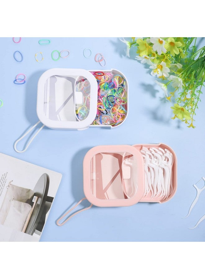 Prudiut) 2pcs Hair Tie Organizer, Hair Tie Holder Clip Organizer Christmas Gifts for Baby Teen Girl Women, Portable Hanging Small Items Desktop Travel Storage Box(Pink and White) - Image 4