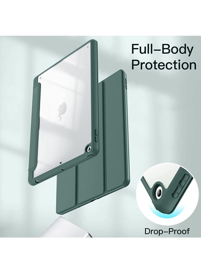 كابتن تيك جراب لجهاز iPad مقاس 10.2 بوصة (الجيل التاسع / الثامن / السابع 2021/2020/2019) مع حامل أقلام رصاص شفاف وغطاء خلفي شفاف وحامل نحيف وغطاء لوحي مقاوم للصدمات للاستيقاظ / النوم التلقائي - Image 4