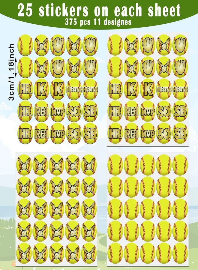 Tinlade 375 Pcs Softball Helmet Decals Award Self Adhesive Baseball Helmet Stickers Softball Baseball Decals Accessories for Girls Boys Women Men(Yellow) - Image 3
