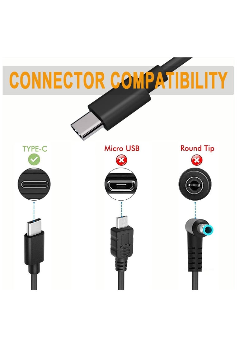 شاحن محول طاقة 65 واط 45 واط USB C شاحن لاب توب محمول من النوع C PD سلك إمداد طاقة لجهاز MacBook / Pro / Air Lenovo ThinkPad Chromebook ASUS Acer Dell Huawei HP والأجهزة الأخرى مع منفذ Type C