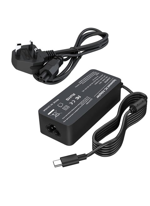 شاحن محول طاقة 65 واط 45 واط USB C شاحن لاب توب محمول من النوع C PD سلك إمداد طاقة لجهاز MacBook / Pro / Air Lenovo ThinkPad Chromebook ASUS Acer Dell Huawei HP والأجهزة الأخرى مع منفذ Type C