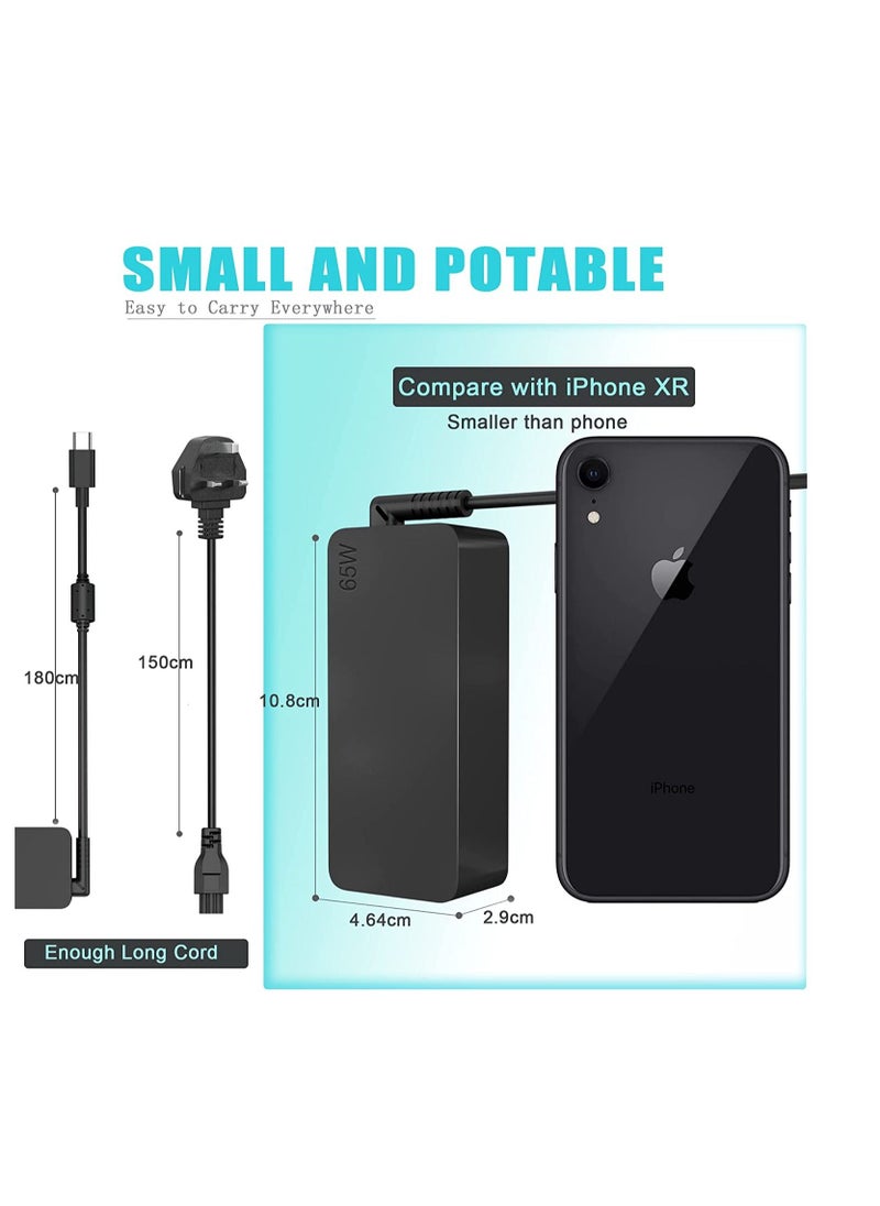 شاحن محول طاقة 65 واط 45 واط USB C شاحن لاب توب محمول من النوع C PD سلك إمداد طاقة لجهاز MacBook / Pro / Air Lenovo ThinkPad Chromebook ASUS Acer Dell Huawei HP والأجهزة الأخرى مع منفذ Type C