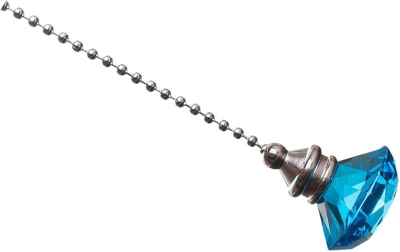 Cyan Crystal Fan Pull Pendant with Metal Bead Chain 50 cm for Ceiling Fan Lighting - Image 1