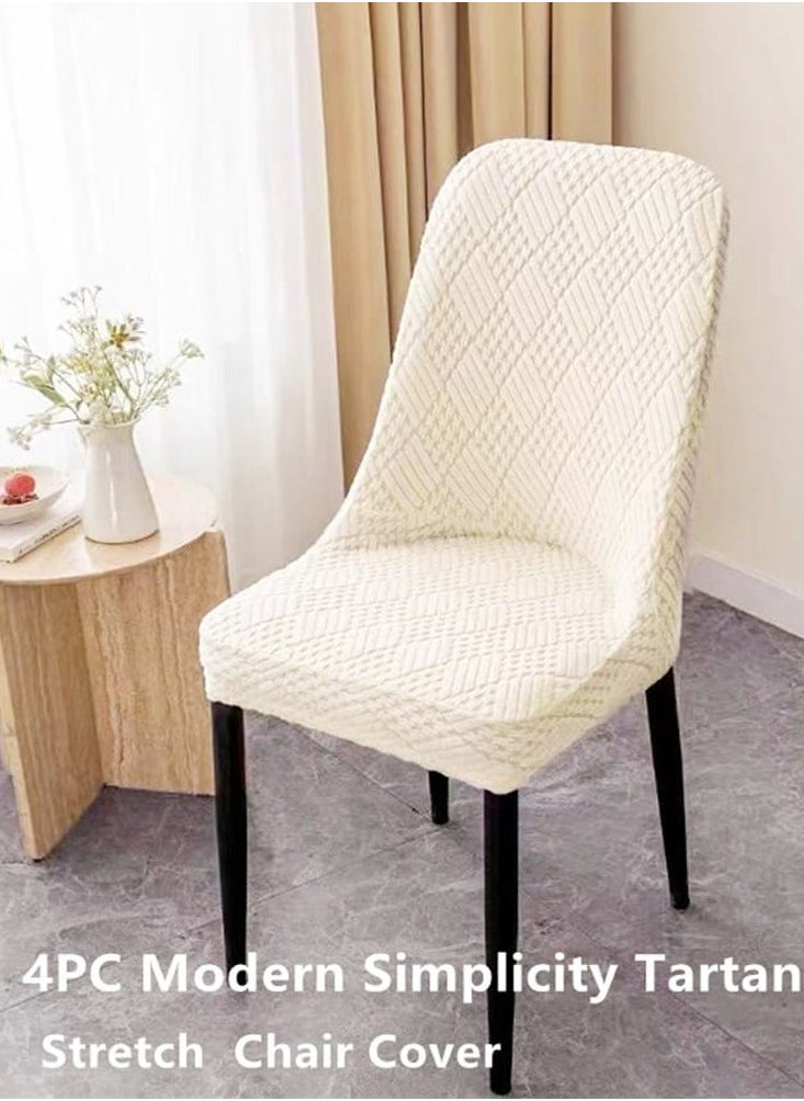 4-Piece Modern Simplicity Tartan Stretch Dining Chair Cover Chair Seat Cover Polyester Off White - pzsku/ZF9B2063CB384F476495DZ/45/_/1720607932/b7353abd-b44a-4c09-b3ae-50151a6c82c8