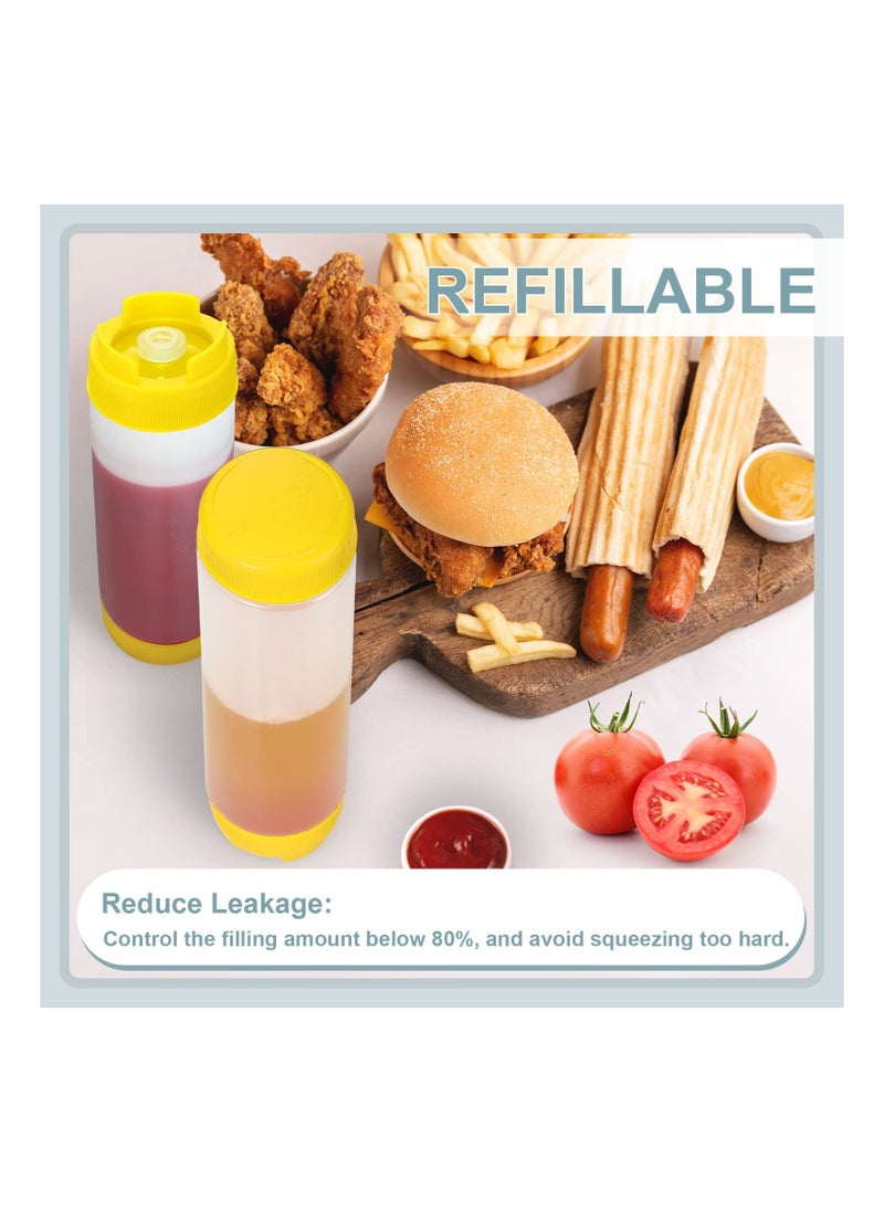 SYOSI - 3Pcs 16oz Plastic Squeeze Bottles at Both Ends Refillable Tip Large Valve Condiment for Ketchup Sour Cream Self Sealing Syrup Dispenser for Restaurants Kitchen - Image 1