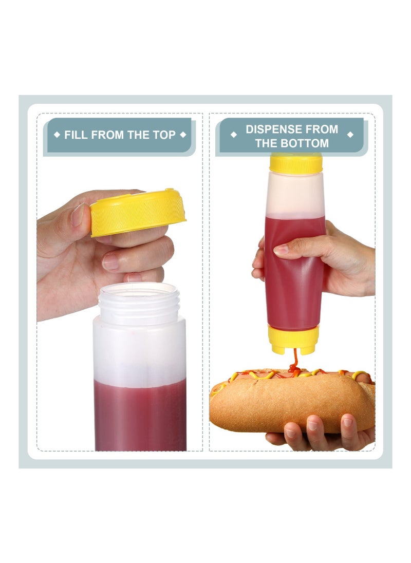 SYOSI - 3Pcs 16oz Plastic Squeeze Bottles at Both Ends Refillable Tip Large Valve Condiment for Ketchup Sour Cream Self Sealing Syrup Dispenser for Restaurants Kitchen - Image 1